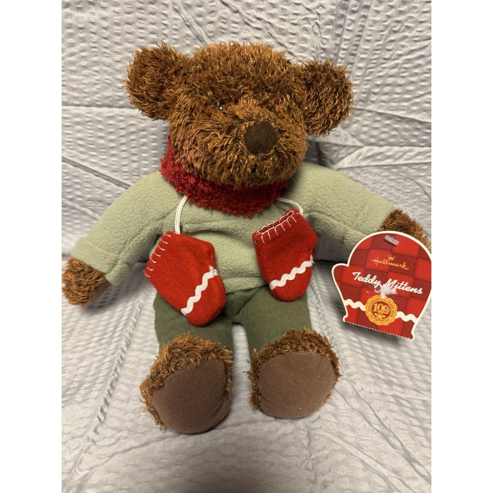 Hallmark Teddy Mittens Bear Plush Christmas Holiday Stuffed‎ Animal Toy 2002